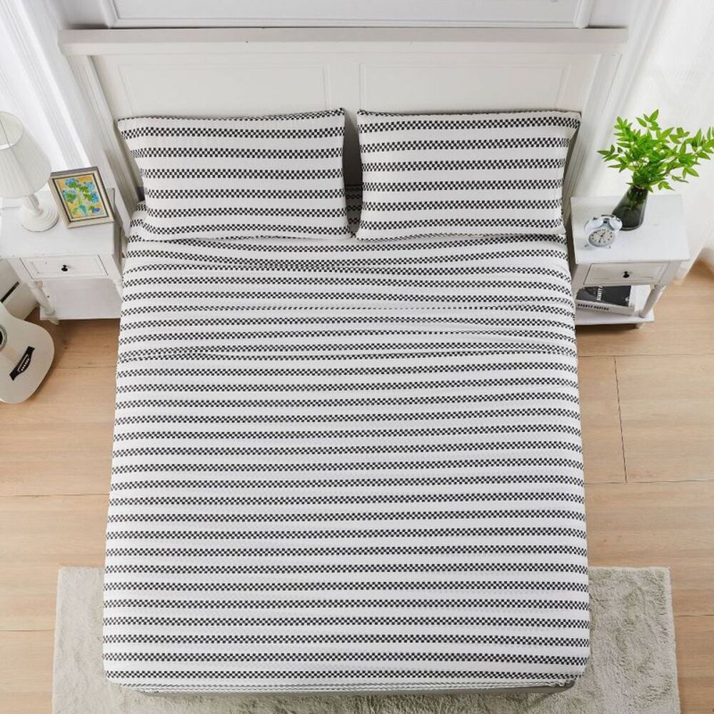 Sportopia Full Black/White Checkered Grid Jersey Sheet Set